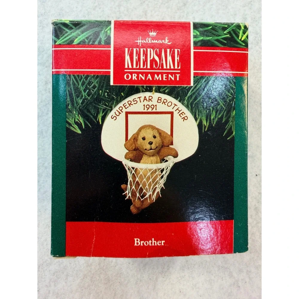 Hallmark Keepsake Ornament 1991 Superstar Brother Puppy Basketball QX547-9 VTG